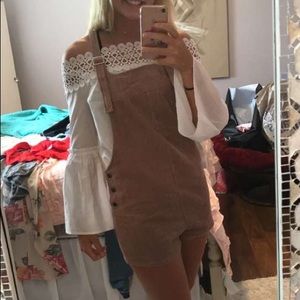 Mauve corduroy shortalls